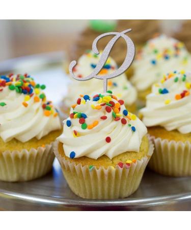 Monogram Letter D Cupcake Toppers Initial Single Letter Name Glitter Silver For Wedding Bridal Shower Cake Decorations Elegant Wreath Floral Customize Your Own Cupcake Toppers Wedding Gifts 6PCS Style-8 - Buy Online on GoSupps.com