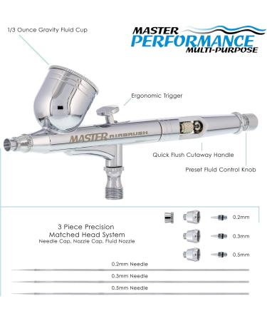 Master Airbrush G233 Pro Set | Dual-Action Gravity Feed Airbrush Kit with 3 Nozzle Sets and Air Hose - Buy Online on GoSupps.com