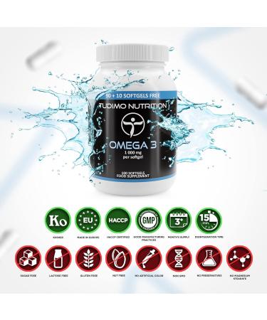 TUDIMO Omega 3 1000 mg per Softgel 100 pcs 3+ Month Supply of Rapid Disintegrating Softgel Capsules each with 1000mg Premium Quality Fish Oil - Buy Online on GoSupps.com