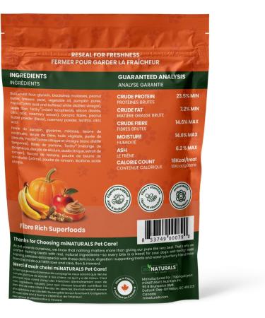 miNATURALS Pets K9 Fibre Training Treats for Dogs 400 Bites Natural Superfoods with Peanut Butter Pumpkin Banana & Apple Digestive Support Dogs Made in Canada - Buy Online on GoSupps.com