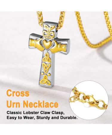 U7 Women's Cremation Urn Necklace - Cycle of Life Celtic Knot Pendant - Dog Feet Wings Crucifix & Cylinder Urn Jewelry in Stainless Steel - Perfect Memorial Gift - Buy Online on GoSupps.com