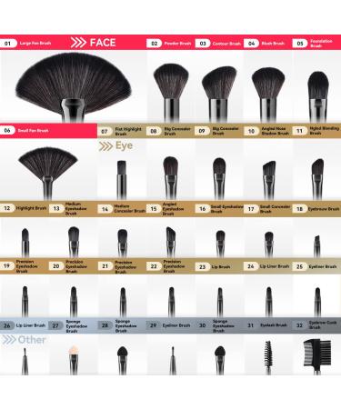 32 Pcs Professional Makeup Brushes Set - Vegan & Cruelty-Free Soft Synthetic Bristles for Eyeshadow, Foundation, Concealer, Eyelash, Blusher - Complete Make up Brush Kit - Buy Online on GoSupps.com