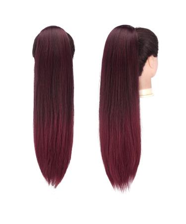 Fine Ponytail Extensions - Long Straight Braid Drawstring Synthetic Hair - 70cm Black Ombre Red - Smooth Tangle-Free for Women - Buy Online on GoSupps.com