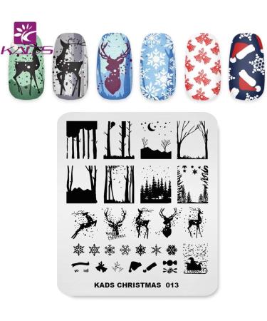 KADS Christmas Nail Art Stamp Plate | Elk Bell Snowflakes Design Stencil (CH013) - Buy Online on GoSupps.com