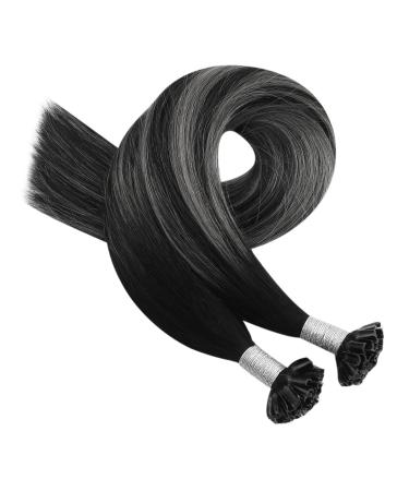 Moresoo Real Hair Extensions 50cm - Black & Silver U-Tip Keratin Bondings | Hot Fusion Hair Extensions - Buy Online on GoSupps.com