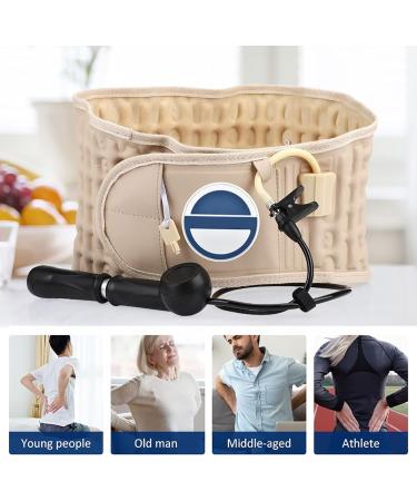 FoRes Lumbar Traction Belt - Inflatable Waist Decompression Device for Lower Back Pain Relief | Adjustable Nylon Buckle & Hand Pump | Beige - Buy Online on GoSupps.com
