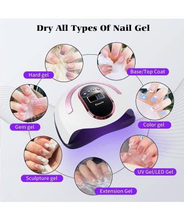 Etunsia 168W LED Nail Lamp for Gel Polish - Professional Nail Dryer with 4 Timer Modes and Auto Sensor - Large LCD Screen - Fast Curing for At-Home Gel Nails (Pink) - Buy Online on GoSupps.com