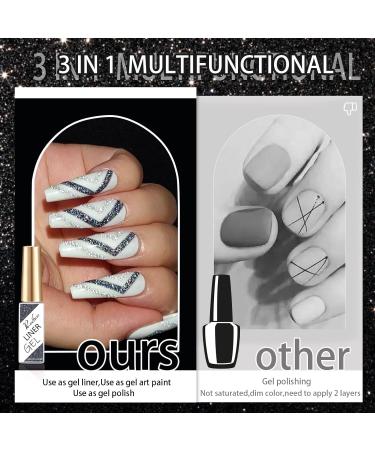 Rechoo 6pcs Reflective Glitter Gel Liner Nail Art 10ml Multicolor French Manicure Gel Polish Set Color Shellac Nail Polish for Fineliner Nail Design 03 V-6-Reflective Glitter 03 - Buy Online on GoSupps.com