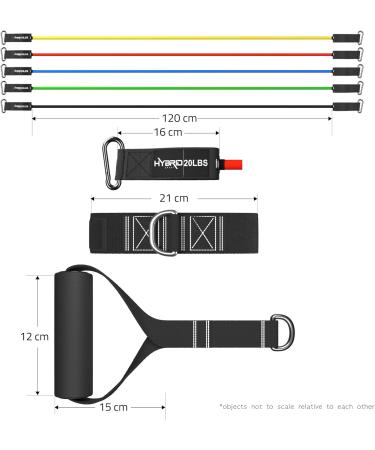 HYBRID Resistance Bands Set Men Women HEAVY DUTY 12pcs Exercise Bands Up to 150LB 68kg 2 Foam Handles 2 Ankle Straps Door Anchor - Fitness Tubes - Exercise Equipment for Home Gym Physio 150lb - 68kg - Buy Online on GoSupps.com