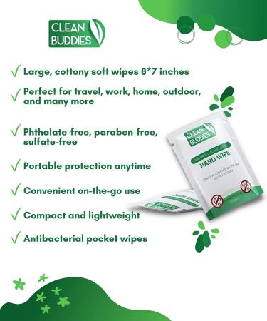 Clean Buddies Hand Sanitizing Wipes - Individually Wrapped for Advanced Defense - Travel Size Pack of 100 - Buy Online on GoSupps.com