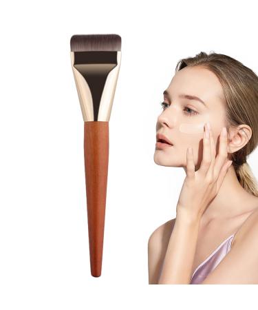 6.3in Makeup Brush Straight Ergonomic Wooden Handle Makeup Brushes With Thin Wide And Dense Brush Hair Washable Reusable