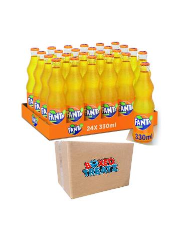 Fanta Orange Glass Bottles 24 x 330ml Sparkling Orange Fruit Drink With Sugar And Sweeteners Suitable For Vegetarians And Vegans Boxed Treatz - Buy Online on GoSupps.com