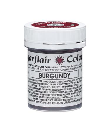Sugarflair Burgundy Chocolate Colouring - Coloured Cocoa Butter for Adding Colour to Chocolate or Painting Directly Onto Chocolate Transfer Sheets or Moulds - 35g