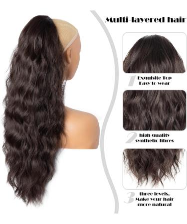 26 Inch Brown Ponytail Extension Natural Drawstring Ponytail Extension Long Wavy Hair Extensions Synthetic Hair Pieces for Women Soft Ponytail Hair Extension for Daily Use (Color: Brown) Drawstring-Brown - Buy Online on GoSupps.com