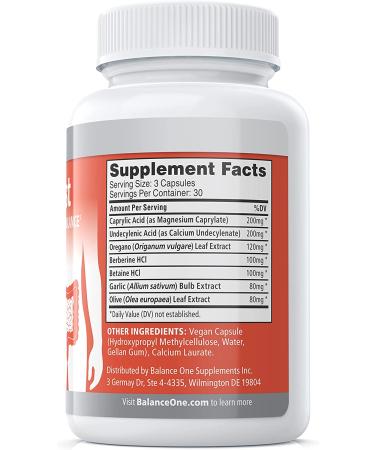 Balance ONE CandAssist - Digestion & Intestinal Flora Support - Caprylic Acid, Oregano, Berberine - 30 Day Supply - Buy Online on GoSupps.com