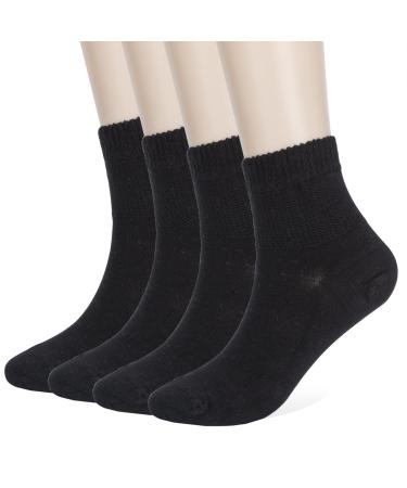 Athlemo 4 Pairs Loose Bamboo Diabetic Wide Ankle Socks Light Weight Thin Seamless Toe and Non-Binding Top Black(4pairs) 10-13