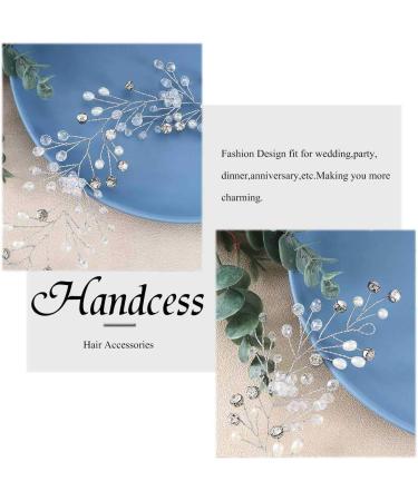 Handcess Bride Wedding Crystal Hair Vine Pearl Silver Headpiece Rhinestone Bridal Hair Accessories for Women and Girls (Silver) - Buy Online on GoSupps.com