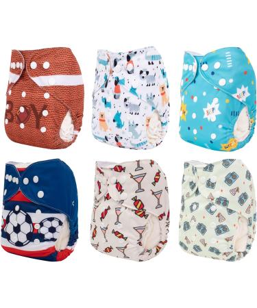Alva Baby 6 Pack Pocket Washable Cloth Diapers & 12 Inserts - Adjustable Eco-Friendly Nappies for Sustainable Parenting - Buy Online on GoSupps.com