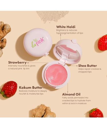 Natural Strawberry Tinted Lip Balm with Shea & Kokum Butter - Nourished Soft Lips | 100% Microplastic Free | 15g - Buy Online on GoSupps.com