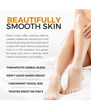 Porter's Lotion Original Formula - Natural Moisturizing Spray for Dry Skin - 4 oz - Witch Hazel, Rosemary, Camphor Oil - Green Soap - Relief for Hands and Body - Buy Online on GoSupps.com