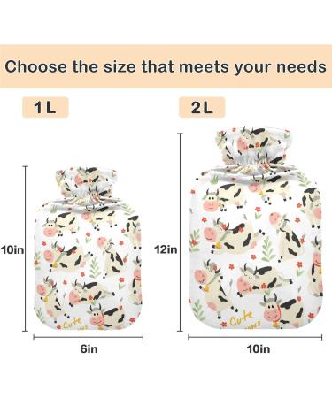 NAANLE Cute Cow Hot Water Bottle 1L Thermal Therapy for Pain Relief Bed Warming and Hand/Foot Warmer - Buy Online on GoSupps.com