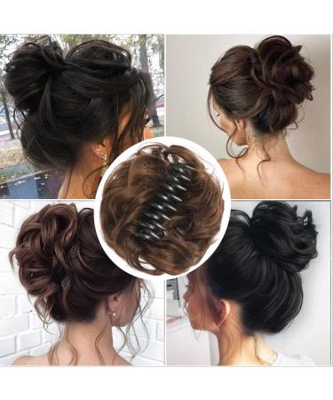QIAORUIXIN Light Brown Claw Clip Hair Bun - Messy Curly Hairpiece for Women - Buy Online on GoSupps.com
