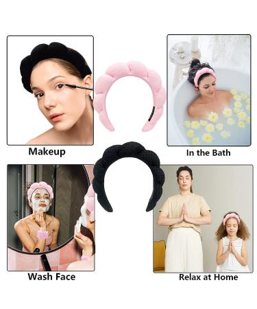 MOODKEY Pink Sponge Spa Headband for Women | Makeup Removal & Skincare | Hair Band & Accessories | 4Pcs Wristbands Included - Buy Online on GoSupps.com