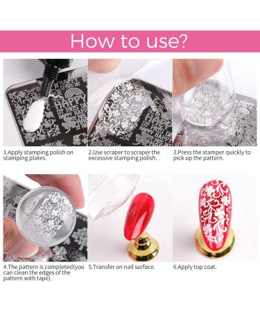 Mobray Nail Stamping Gel Polish Kit - 6 Colors 8ml UV LED Art Set with Stamper, Scraper, Templates - Black Red Yellow - Buy Online on GoSupps.com