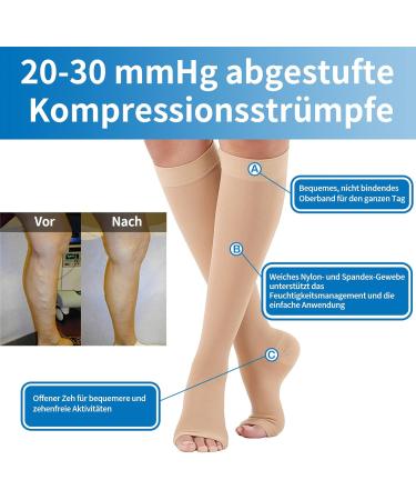 Medical Compression Stockings for Men & Women - 20-30 mmHg Gradient Support for Varicose Veins (Beige & Black L) - Fast International Shipping - Buy Online on GoSupps.com