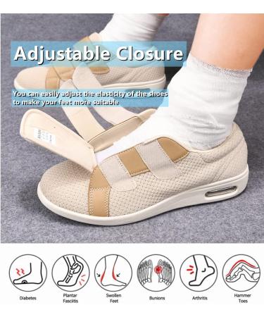 ZGDG Men's Diabetic Edema Shoes - Wide Width Adjustable Closure Sneakers for Swollen Feet - Size 10 Wide Beige - Buy Online on GoSupps.com