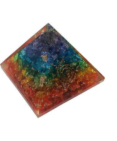 7 Chakra Rainbow Crystal Orgone Pyramid Healing Stone Crystal Chakra Pyramid EMF Protection Positive Energy Generator Orgonite Meditation Spiritual Balance Stones 65-70 mm with Velvet Phouch - Buy Online on GoSupps.com