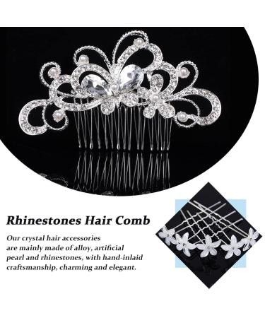 29-Piece Wedding Hair Comb & Pin Set with Faux Pearl, Crystal & Rhinestone Accents - Buy Online on GoSupps.com
