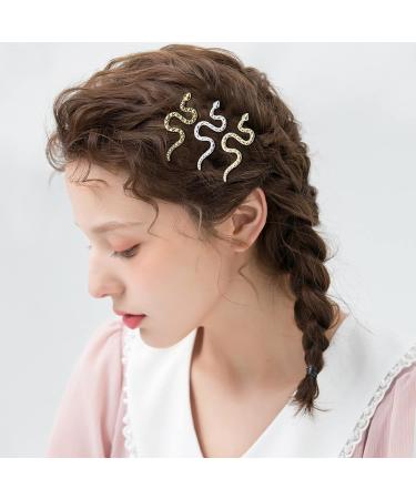 3-Piece Vintage Snake Hair Clips - Gold Metal Hair Pins for Women & Girls | Punk Hair Styling Accessories - Buy Online on GoSupps.com