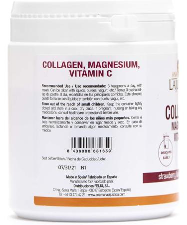 Ana Maria Lajusticia Hydrolisate Collagen Powder with Magnesium and Vitamin C - Natural Energy Strawberry Flavour 350g - Buy Online on GoSupps.com