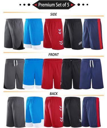 Liberty Imports Youth Athletic Basketball Shorts - 5 Pack, Quick Dry, Activewear, Large - Buy Online on GoSupps.com