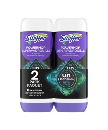 Swiffer PowerMop Floor Cleaning Solution with Unstopables Fresh Scent 1.5 L (2 Packs of 750 mL Each)