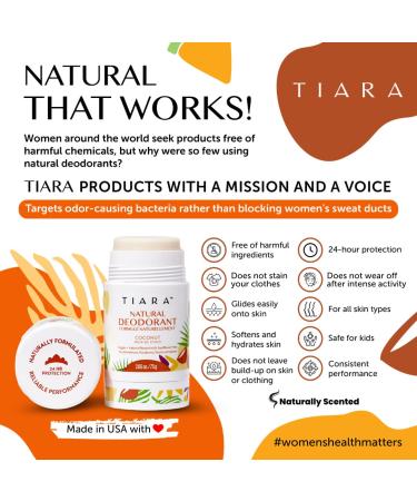 TIARA Coconut Natural Deodorant for Women 75g | Aluminum and Paraben Free Scented Deodorant | Long Lasting Formula for Women's Armpit Microbiome - Buy Online on GoSupps.com