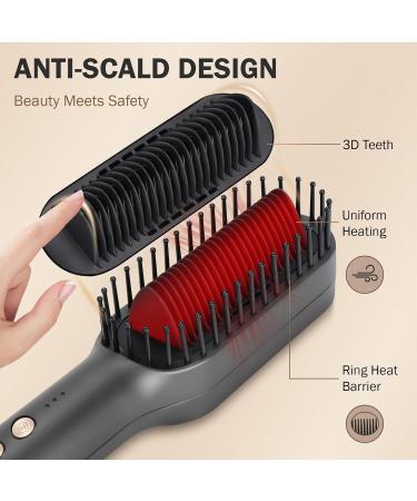 PLAVOGUE 3 in 1 Hair Straightener Brush | Hot Air Comb for Women | Anti-Scald Fast Heating & Dual Voltage | Perfect for Home & Travel - Buy Online on GoSupps.com
