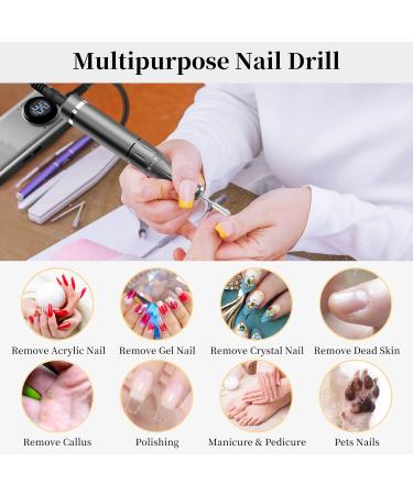 AISEELY Electric Nail Drill: 35000RPM Professional Manicure Set with 6 Sanding Bits - Portable & Rechargeable Grey - Buy Online on GoSupps.com