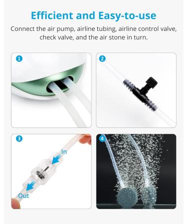 Buy Nicrew Ultra-Quiet Aquarium Air Pump for 400L - Adjustable Flow 37 dB Complete Set with Hose Stone & Valve - Buy Online on GoSupps.com