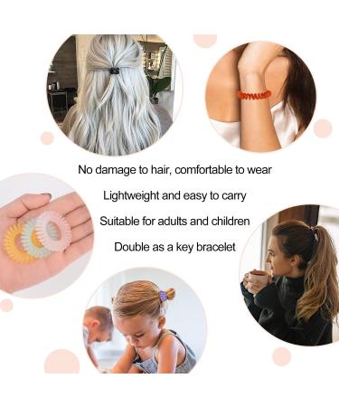 Spiral Hair Ties 20 Pcs - Traceless Phone Cord Ponytail Holders - No Crease Bracelet Hair Accessory - Transparent Matte - Girls Women Ladies Gift - Buy Online on GoSupps.com