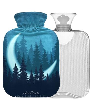 Naanle forest tree moon heat bottle with reference transparent hot water bottle Handfoot Warmer Heading bag for pain relief heat and cold therapy 2L