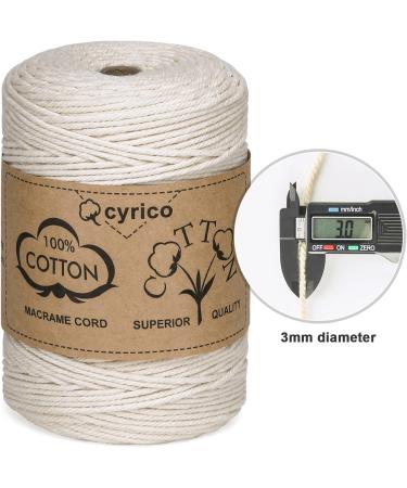 3mm x 300 Yards Natural Cotton Macrame Cord - Twisted Rope for Wall Hanging, Plant Hangers, Gift Wrapping - Wedding Decor Supplies - 300yd (Natural) - Buy Online on GoSupps.com