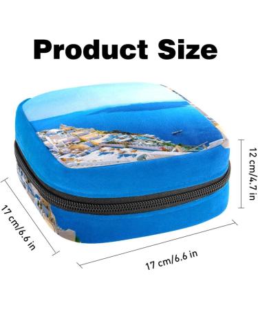 Menstruation Pad Bag with Zipper | Women's Napkin & Tampon Collection Bag | Stylish & Durable | Greece Santorini Caldera - Buy Online on GoSupps.com