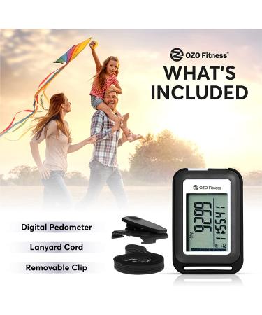 OZO Fitness SC 3D Digital Pedometer for Walking - Track Steps, Miles & Calories - Clip-on Step Counter for Men, Women & Kids - Black - Buy Online on GoSupps.com