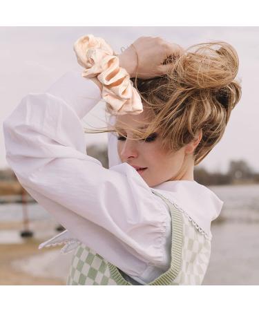 XL Big Silk Scrunchies Hair Ties for Women - CEELGON Oversized Pink Satin Silk Scrunchie 4 Pack - Extra Large Jumbo Soft Champagne Chiffon - Ideal for Thick Hair (Pink Champagne) - Buy Online on GoSupps.com