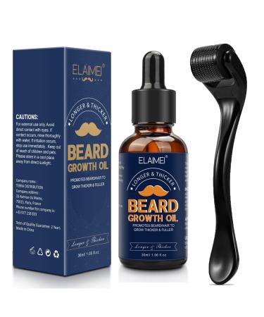 Beard Growth Kit with 0.25mm Beard Roller, Beard Growth Serum, Hair Growth Kit for Men, Thickening and Strengthening for Hair Growth and