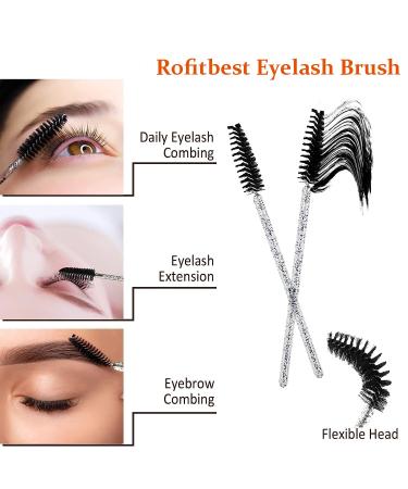 Rofitbest Disposable Crystal Eye Brush - 50pcs Black Mascara & Eyelash Applicator Sticks for Perfect Eye Makeup - Buy Online on GoSupps.com