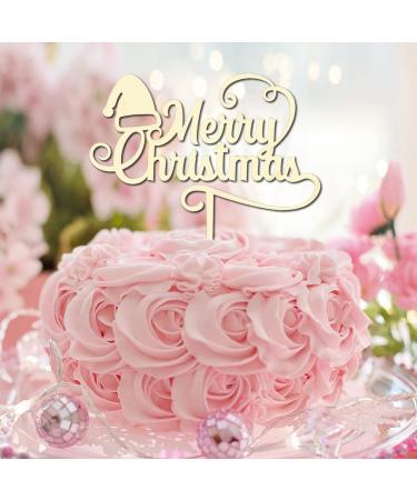 Merry Christmas Cupcake Toppers Santa Gifts Elk Children Cake Topper for Baby Shower Gender Reveal Decor Personalized Cute Reindeer Letter Dessert Food Fruit Wood Gold Glitter Style-4