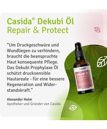  Casida Casida Dekubi Repair & Protect Oil - beneficial care for stressed skin - for the treatment of pressure sores and pressure ulcers - composed of 100% pure natural oils - 50 ml - Buy Online on GoSupps.com
